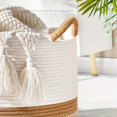 Panier de rangement tressé avec large poignées