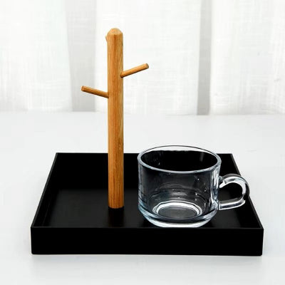 Porte bijoux bambou à plateau acrylique noir