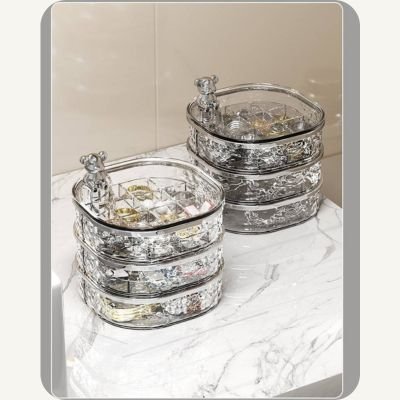 boite a bijoux rotative acrylique transparant ou gris clair