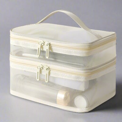 trousse de maquillage double compartiments crème