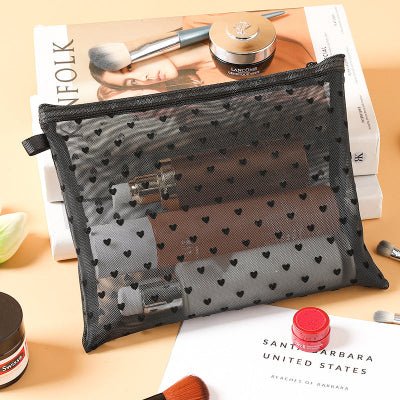 trousse pour maquillage coeur noir grand
