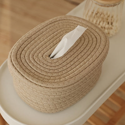 Boite a mouchoir tissée khaki