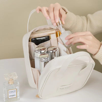 Jolie trousse de maquillage blanche en cuirPU