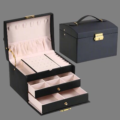 boite a bijoux cuir PU noir