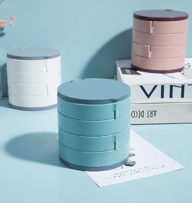 boite à bijoux rotative plastique bleu