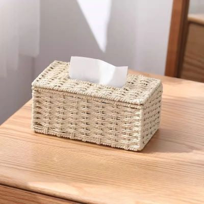Boîte à mouchoirs imitation rotin couleur beige