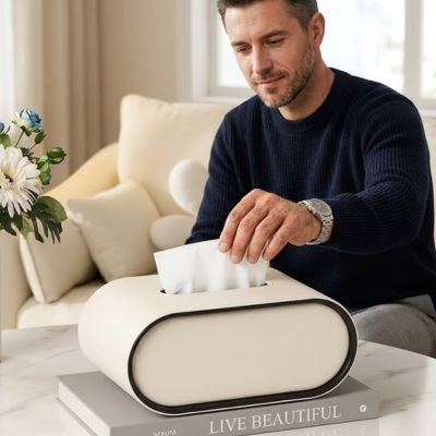 Boite a mouchoirs​ déco couleur crème