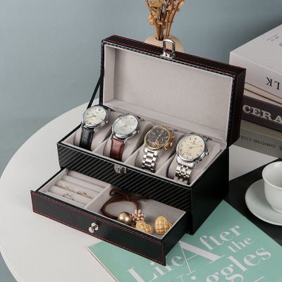 coffret montre boitier noir intérieur beige