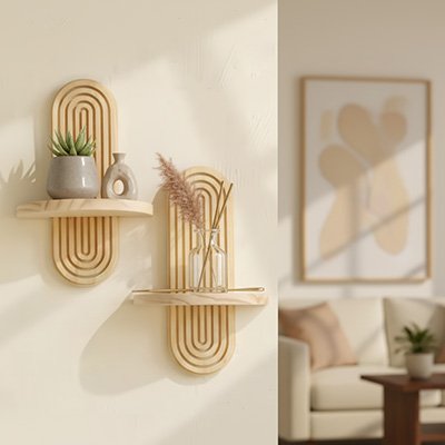 Étagère murale bois design bohème