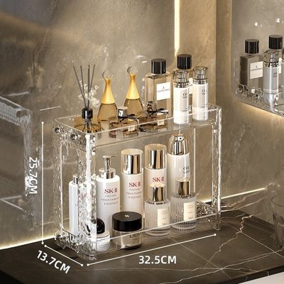 organisateur maquillage acrylique clair texturé