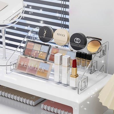 organisateur maquillage acrylique transparent 3 niveaux