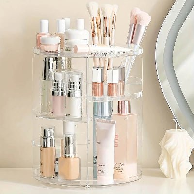 organisateur maquillage rotatif acrylique clair 