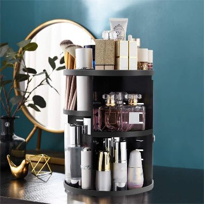 organisateur maquillage rotatif acrylique noir