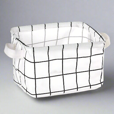 panier de rangement blanc carreaux noirs