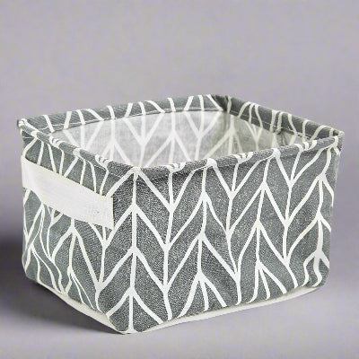 panier de rangement gris chevrons