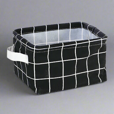 panier de rangement noir carreaux blancs