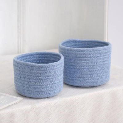 panier tressé coton bleu