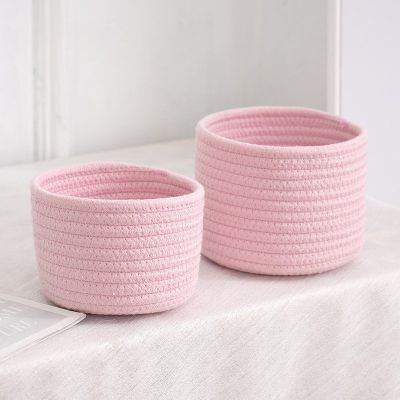 paniers de rangement coton tressé-rose