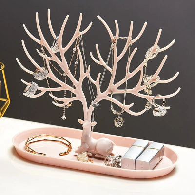 porte bijoux forme de bois de cerf rose