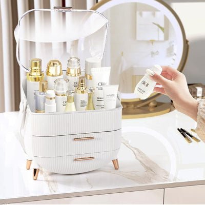 rangement maquillage plastique blanc