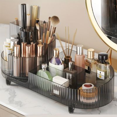 rangement maquillage variant acrylique gris transparent
