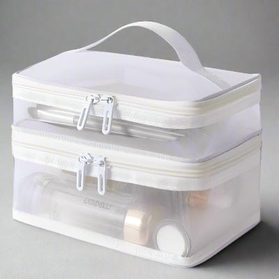 trousse de maquillage double compartiments blanc