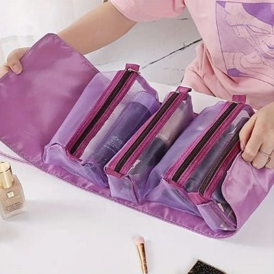 trousse maquillage 4 en 1 modulable mauve